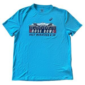 Asics Large Womens Teal Rose Bowl 5k 2024 100% Poly Tee Shirt Fresh Mint